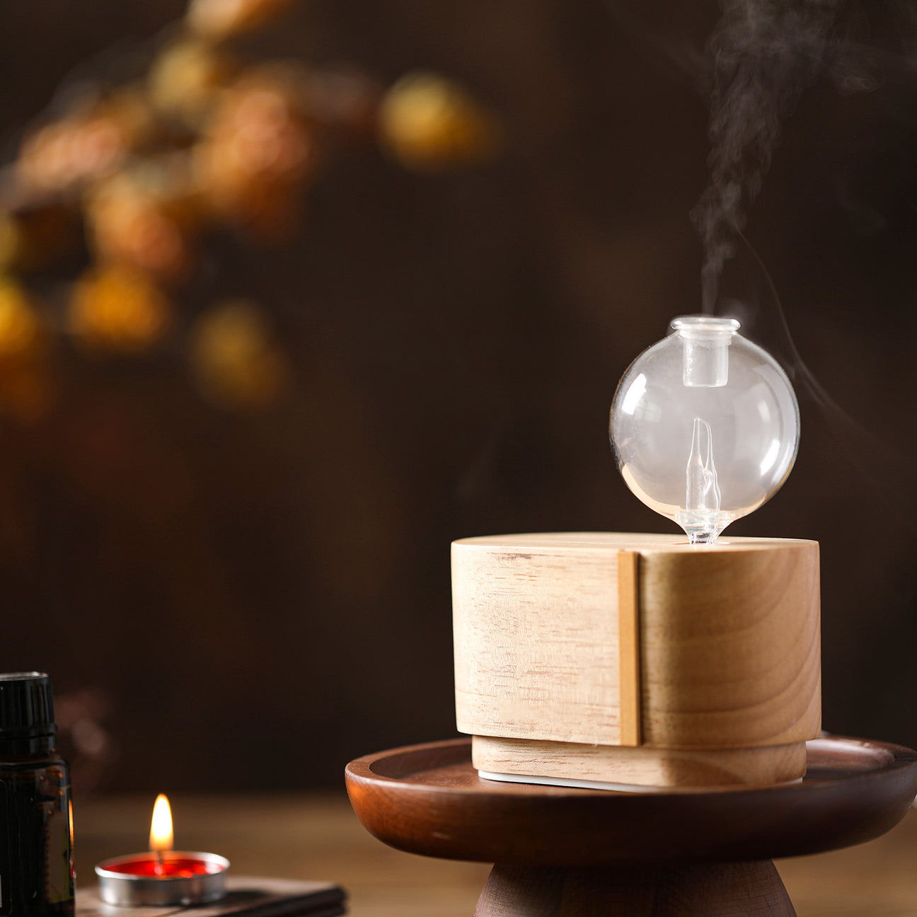 Mini Orb Nebuliser | Waterless Essential OIl Diffuser | Glass and Wood