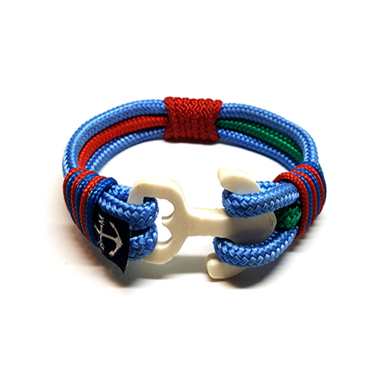 Blue, Red, and Green Wood Anchor Nautical Bracelet