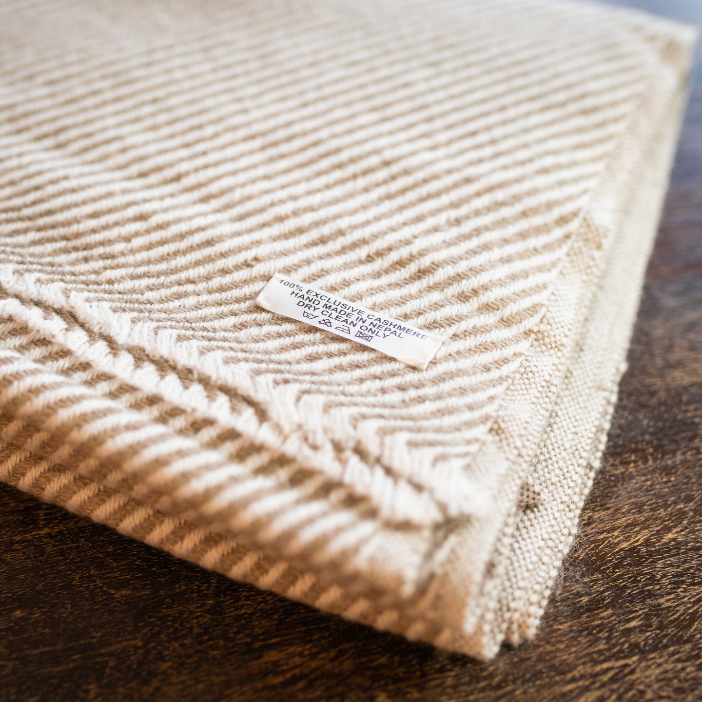 Kaschmirschal braun mit Streifenmuster/ gestreift