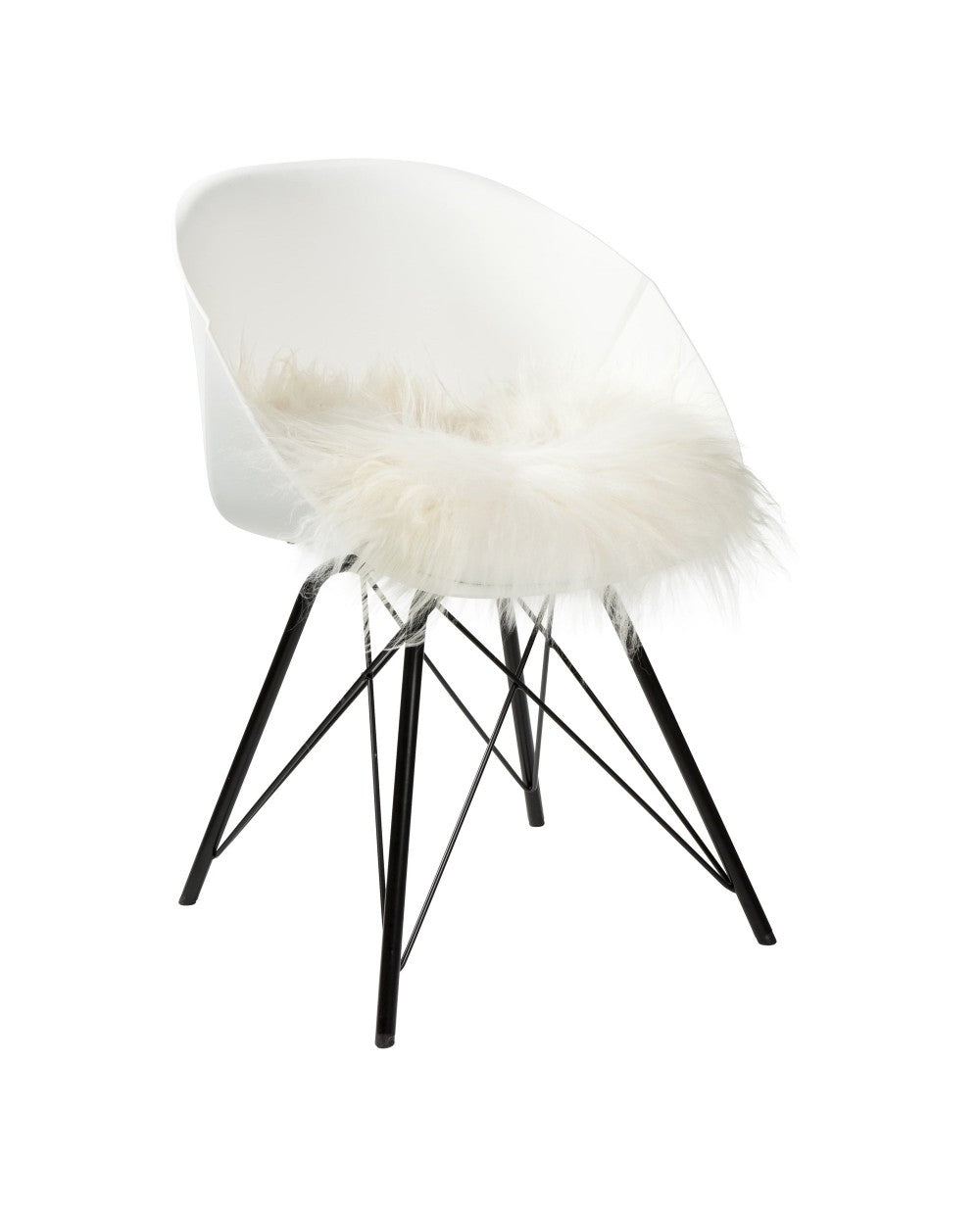 Stoelkussen schapenvacht patchwork | Natural wit | 37 x 37cm