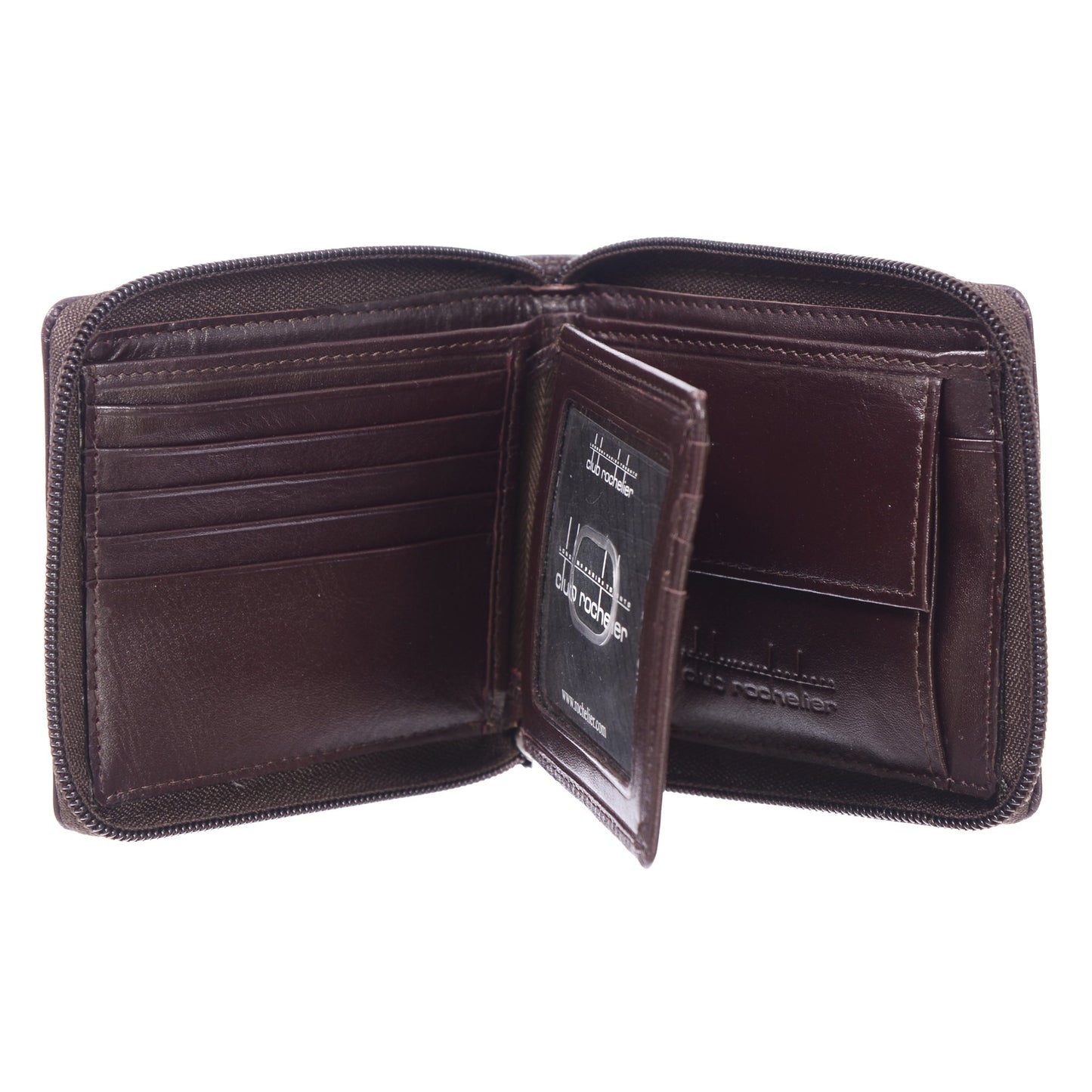 Men's Leather Zip Around Billfold Wallet