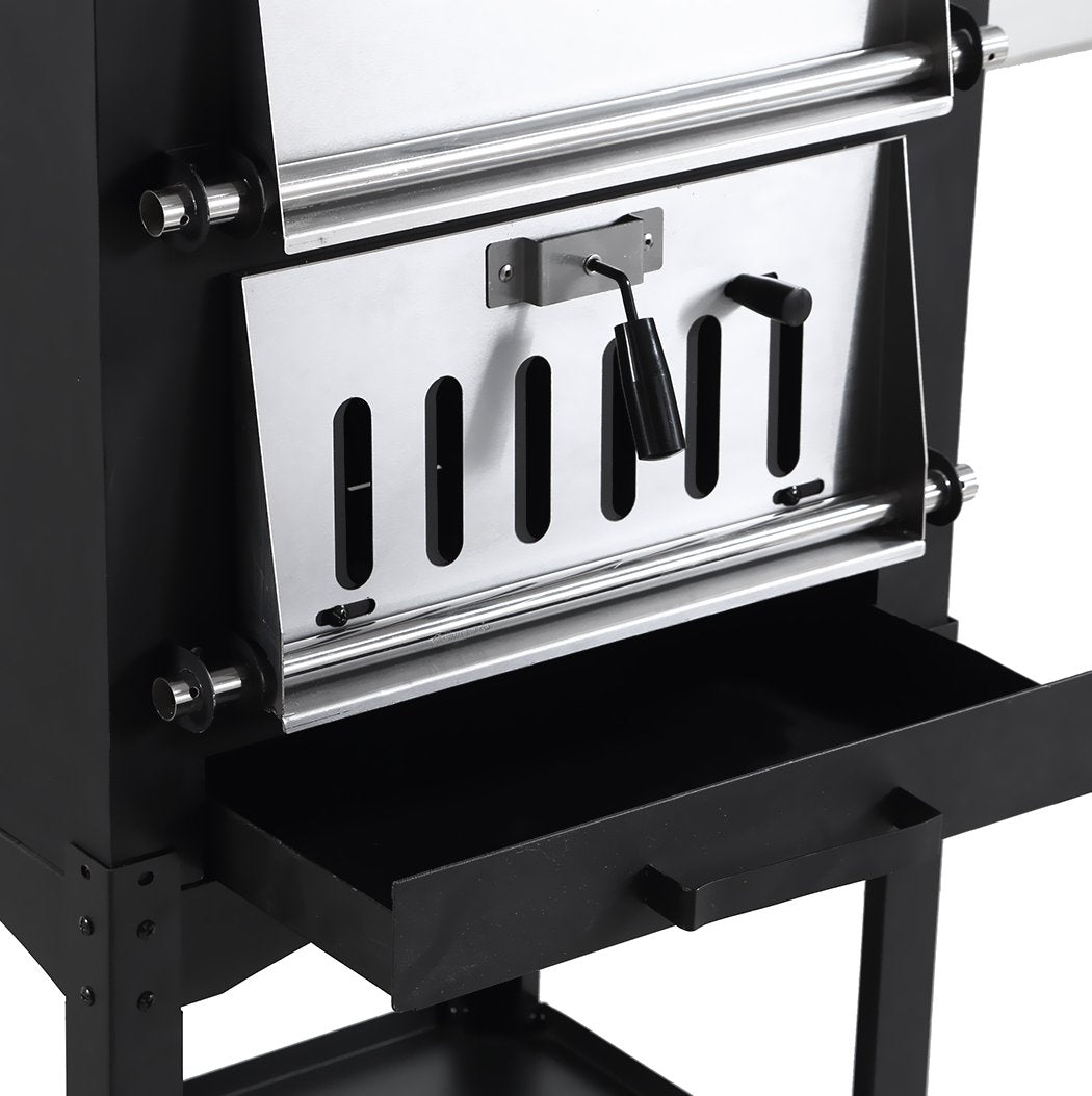 3in1 Charcoal BBQ Grill Steel Pizza Oven Smoker Outdoor Portable