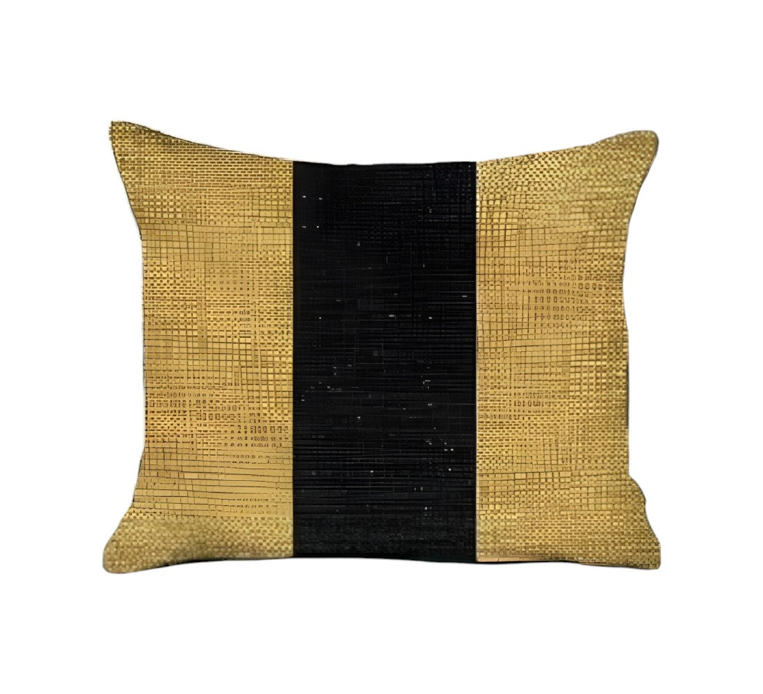 Set Of Two 18" X 18" Yellow And Black Geometric Zippered Handmade