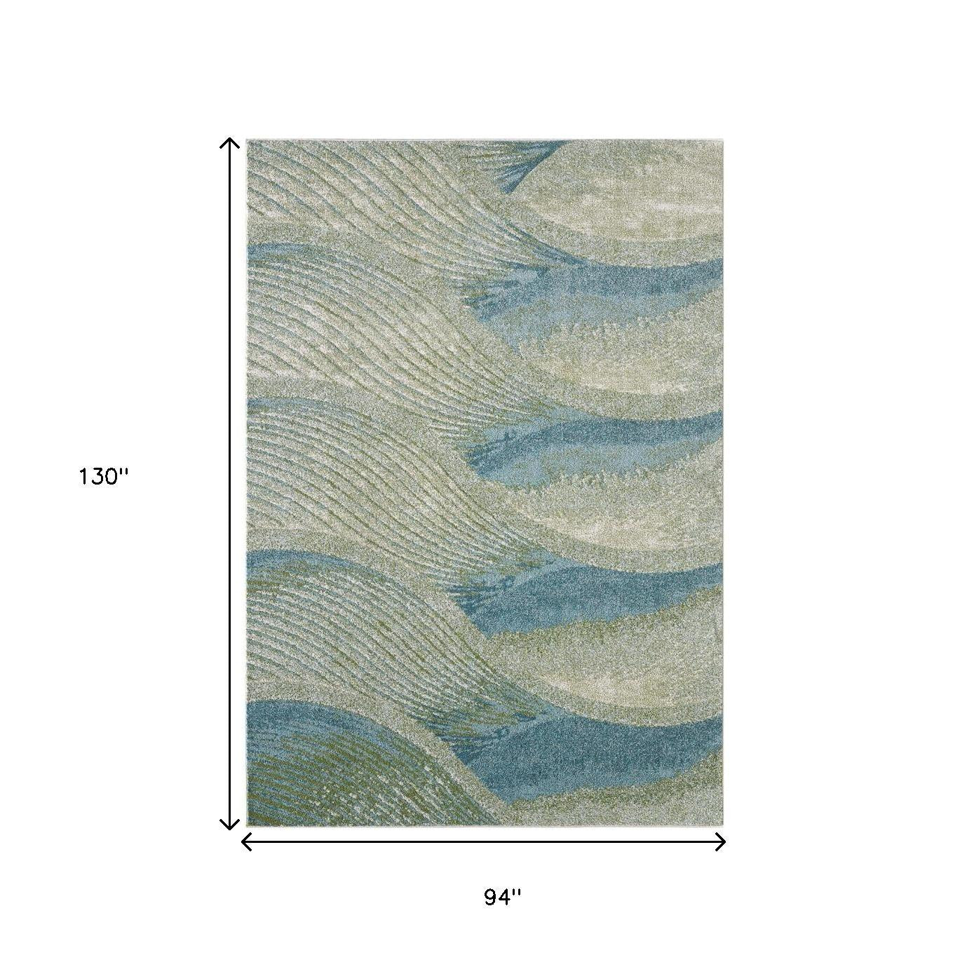8' X 11' Blue Abstract Area Rug
