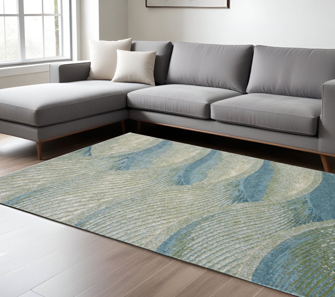 8' X 11' Blue Abstract Area Rug