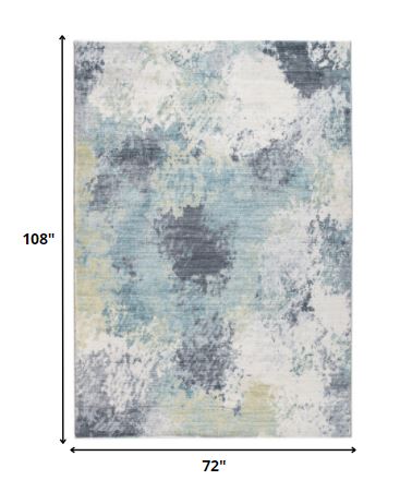 6' X 9' Blue and Ivory Abstract Area Rug