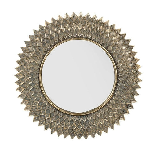 13" Antiqued Gold Sunburst Resin Framed Accent Mirror