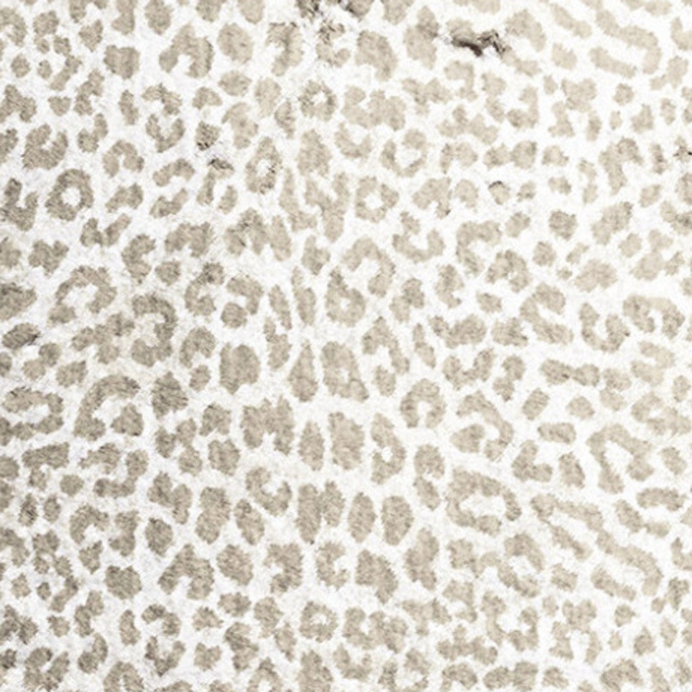 2' X 8' Beige and Cream Leopard Print Shag Handmade Non Skid Runner