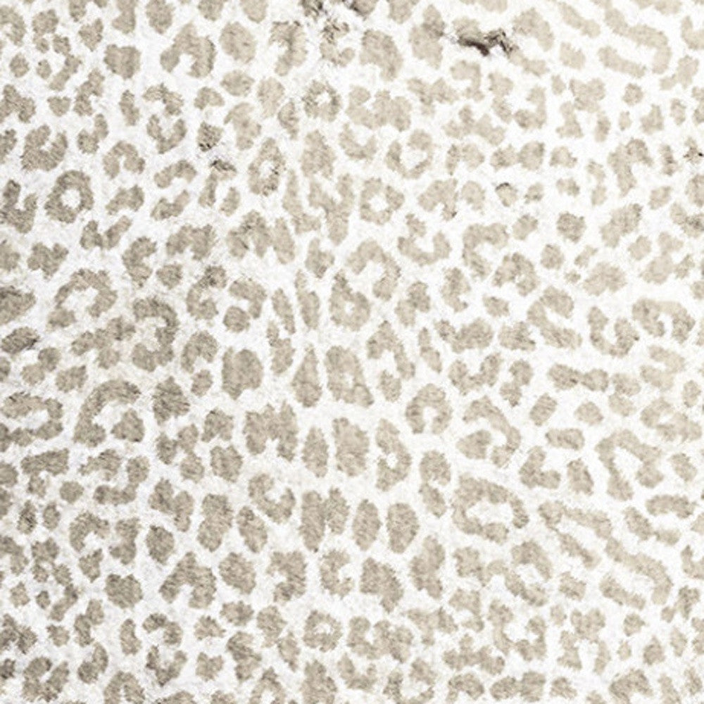 2' X 8' Beige and Cream Leopard Print Shag Handmade Non Skid Runner