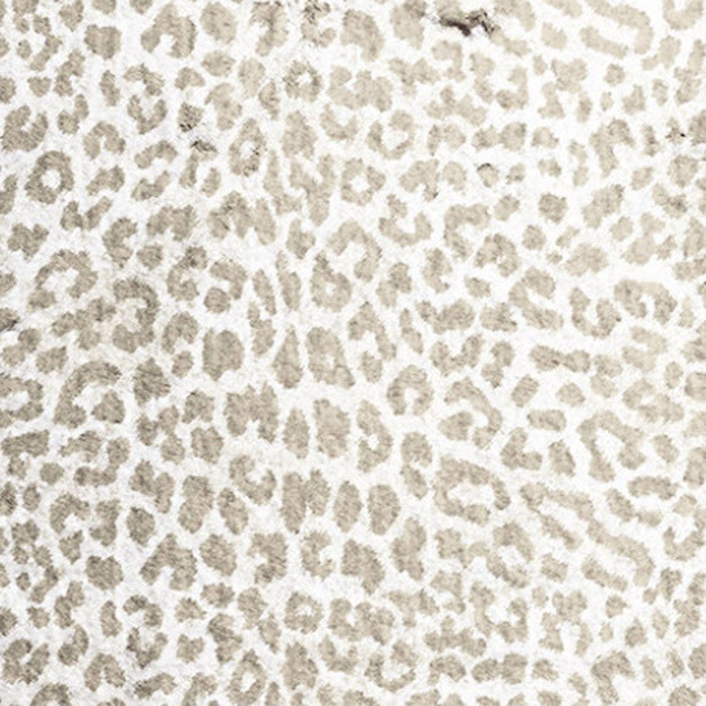 2' X 8' Beige and Cream Leopard Print Shag Handmade Non Skid Runner