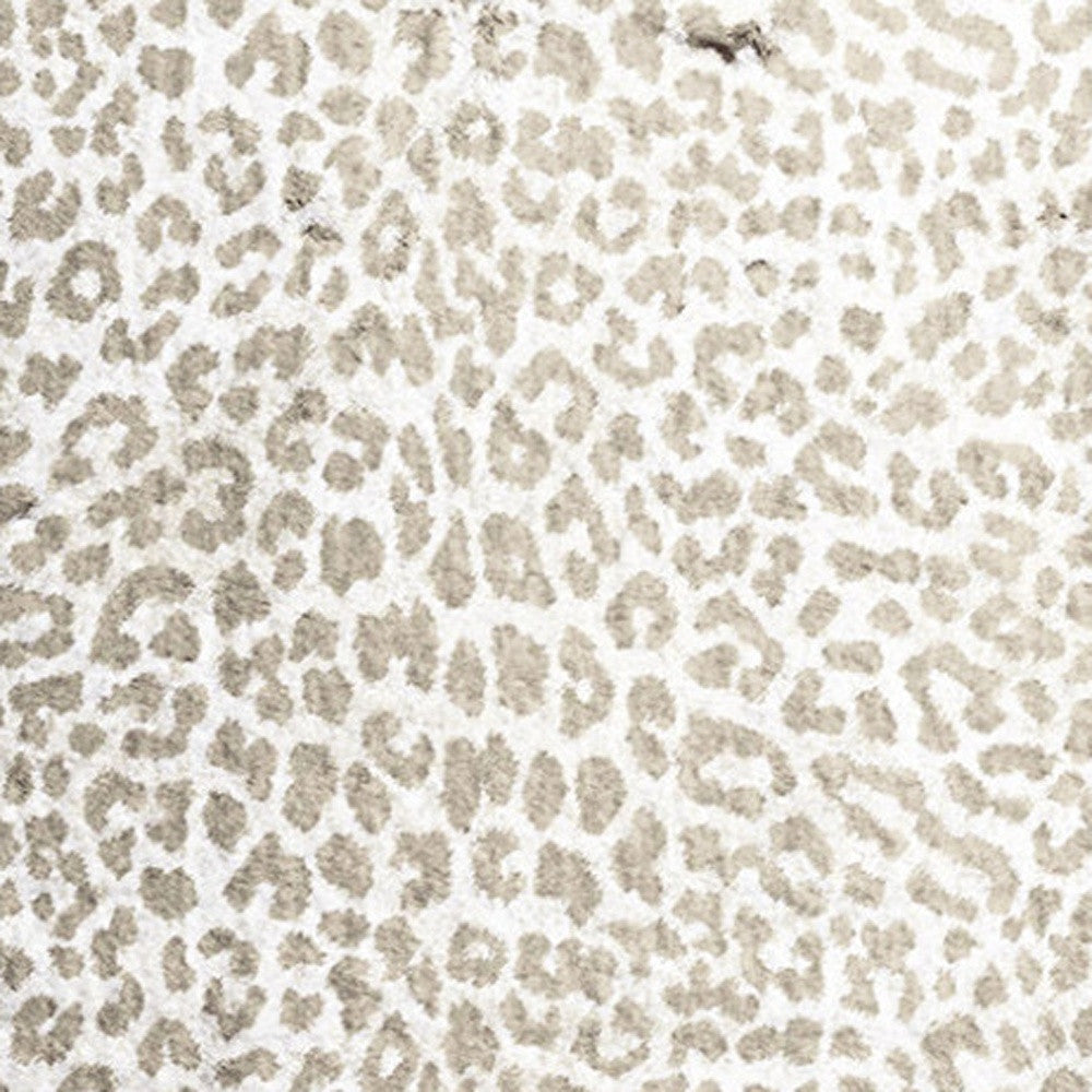2' X 8' Beige and Cream Leopard Print Shag Handmade Non Skid Runner