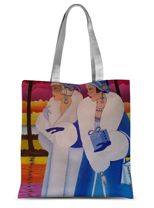 Palm Beach Blue Sublimation Tote Bag