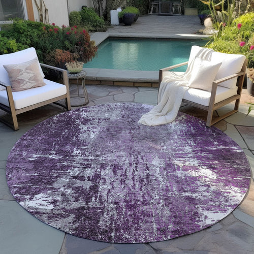3' X 5' Eggplant Purple And Lavender Abstract Washable Indoor Outdoor