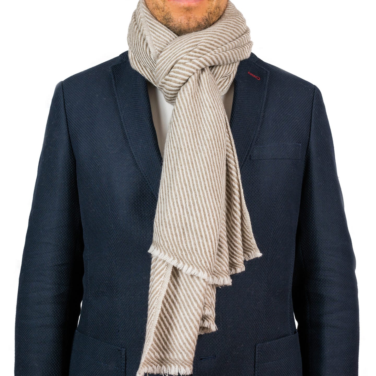 Kaschmirschal braun mit Streifenmuster/ gestreift