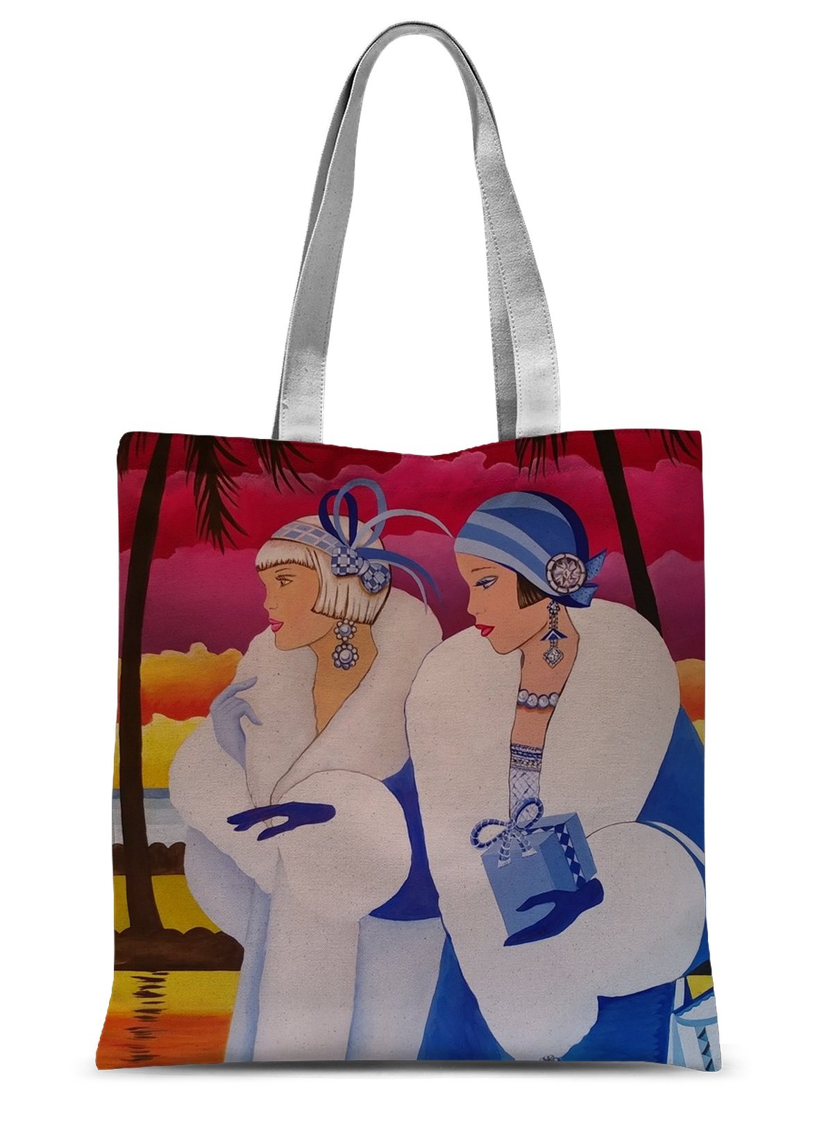 Palm Beach Blue Sublimation Tote Bag