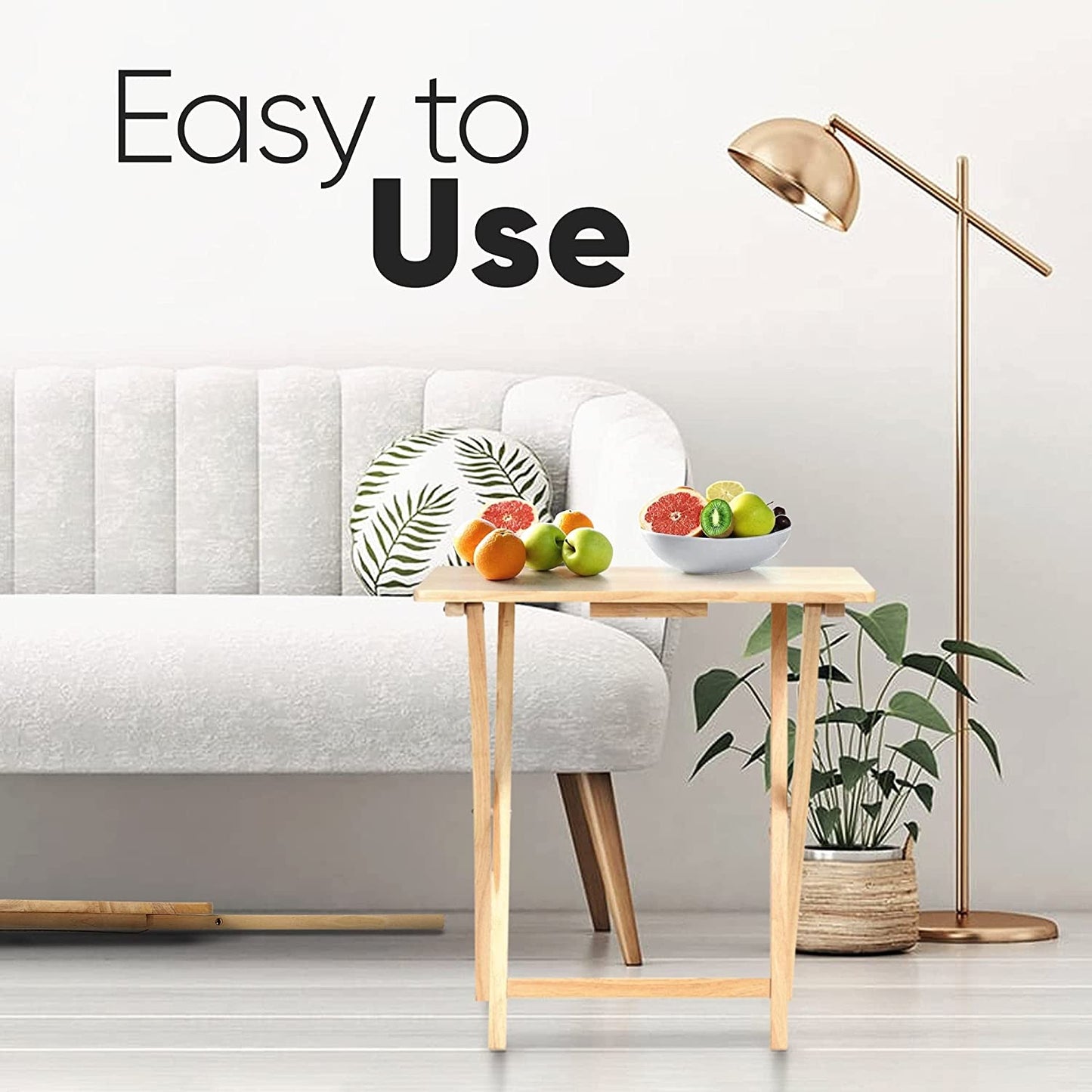 VIKUS Natural Wood Folding TV Tray & Snack Table