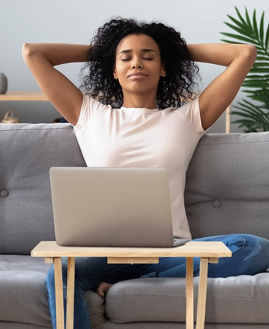 VIKUS Natural Wood Folding TV Tray & Snack Table
