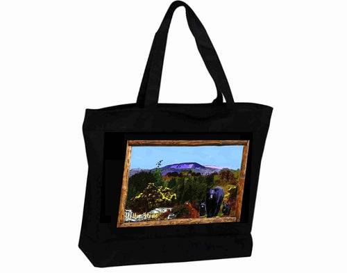 Tote Bag XL Travel Poster black bear and cubs in Yellowstone