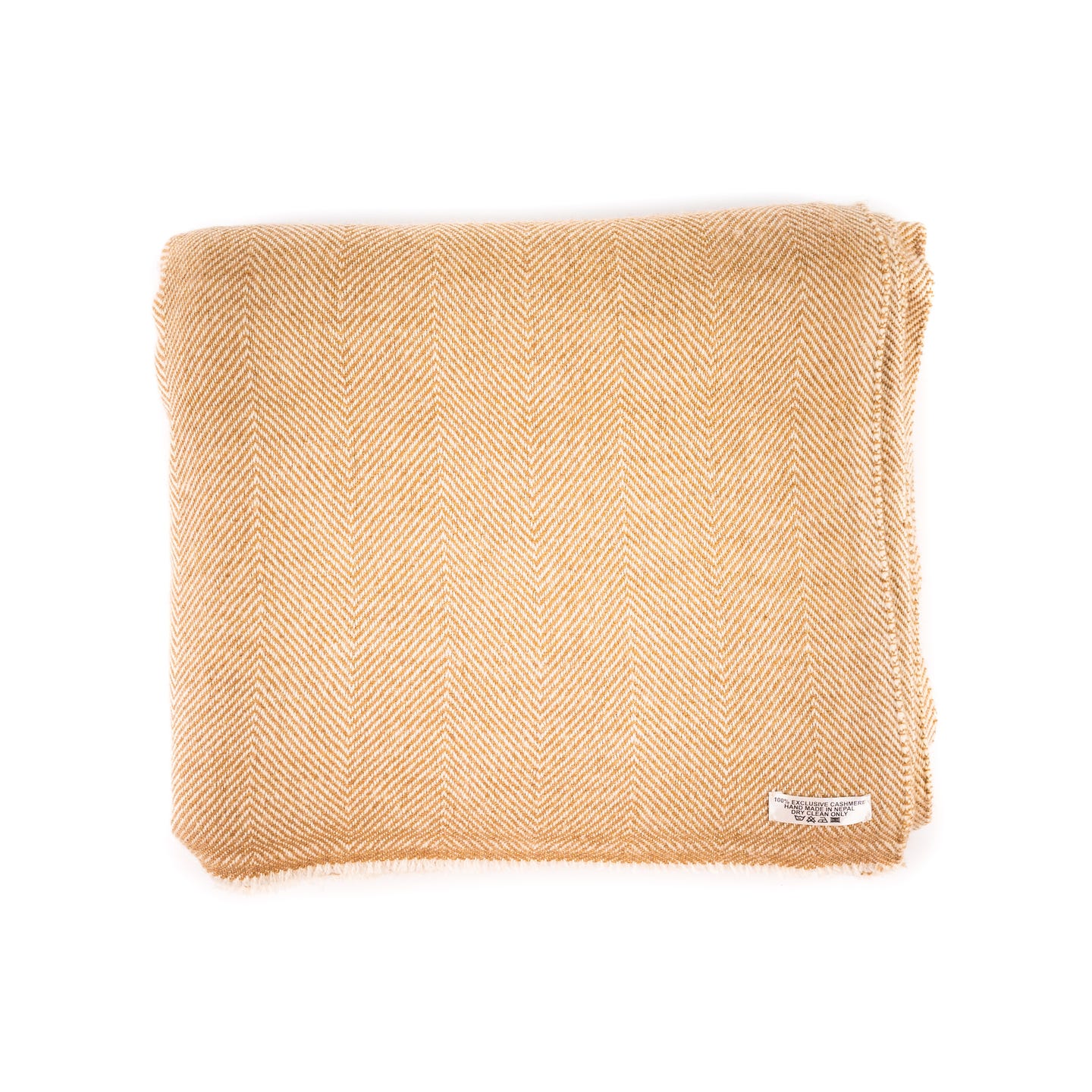 Kaschmirdecke braun mit feinem Fischgrätenmuster