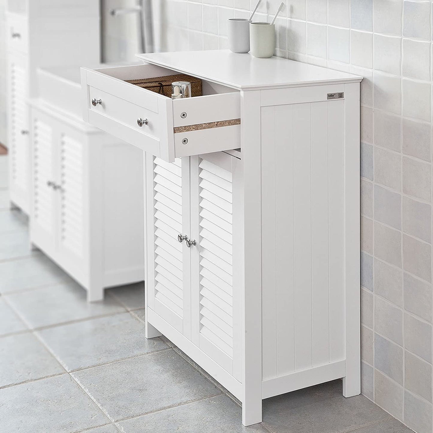 VIKUS Freestanding Storage Cabinet with Doors/Drawer 60x87x35 cm