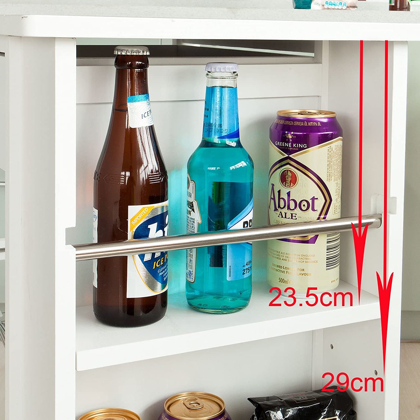 VIKUS Kitchen Trolley with Wine Rack, Drawer and Shelf