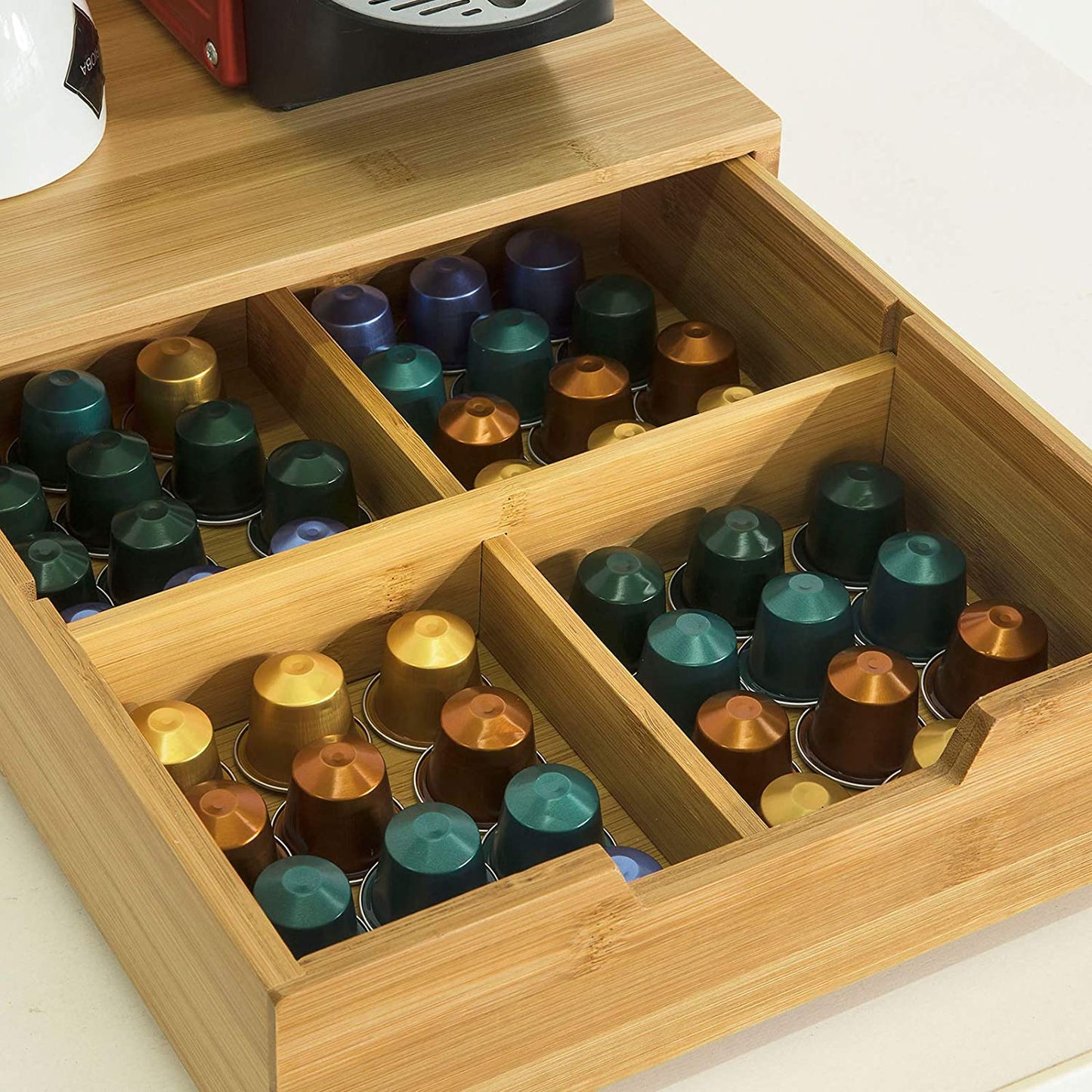 VIKUS Coffee Machine Stand and Storage Box for Coffee Capsules and Tea