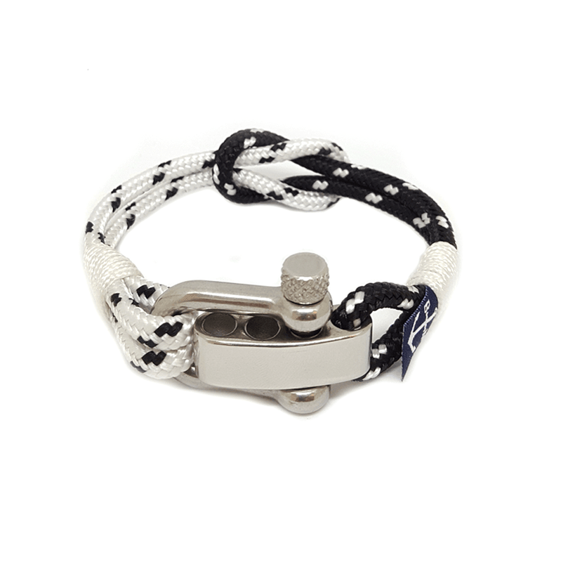 Adjustable Shackle Black and White Bracelet