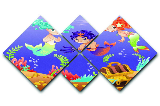 Baby Sirens and Baby Triton 4 Square Multi Panel Canvas
