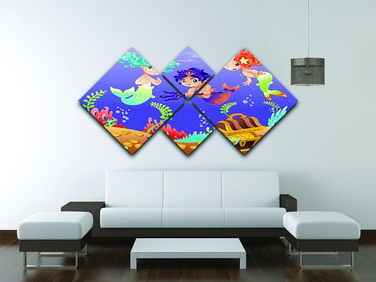 Baby Sirens and Baby Triton 4 Square Multi Panel Canvas