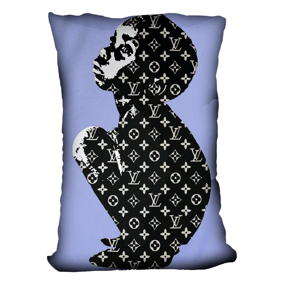 Banksy Louis Vuitton Kid Blue Cushion