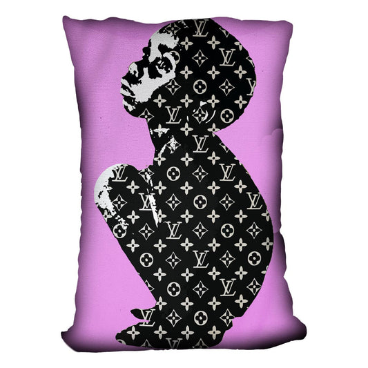 Banksy Louis Vuitton Kid Purple Cushion