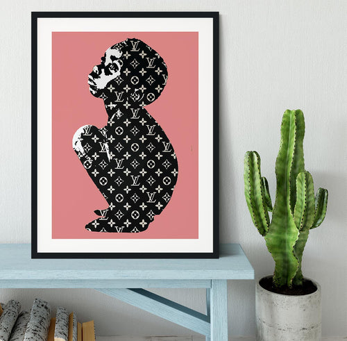 Banksy Louis Vuitton Kid Red Framed Print