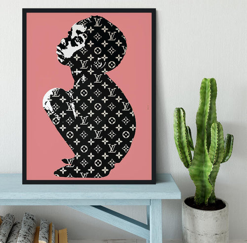 Banksy Louis Vuitton Kid Red Framed Print