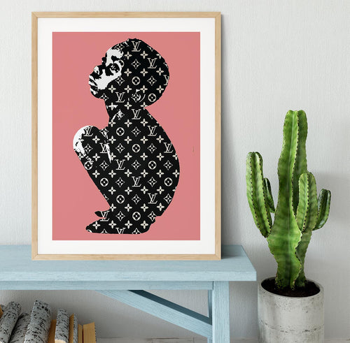 Banksy Louis Vuitton Kid Red Framed Print