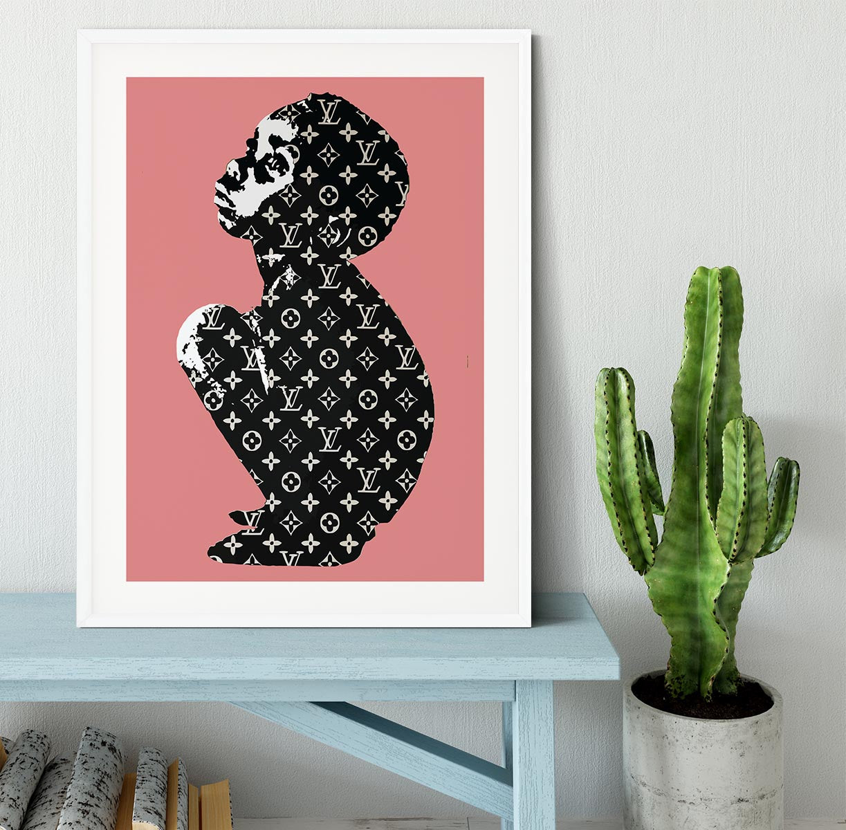 Banksy Louis Vuitton Kid Red Framed Print