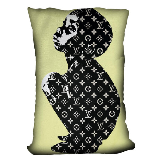 Banksy Louis Vuitton Kid Yellow Cushion