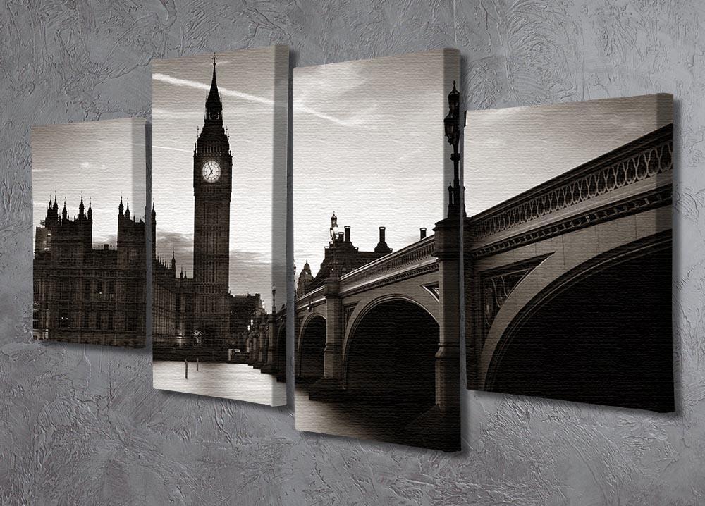Big Ben and House of Parliament dusk panorama 4 Split Panel Canvas