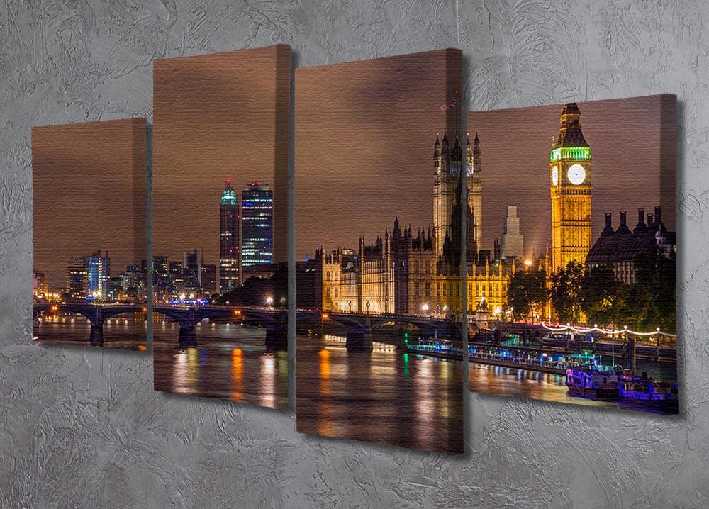Big Ben and Westminster Bridge 4 Split Panel Canvas