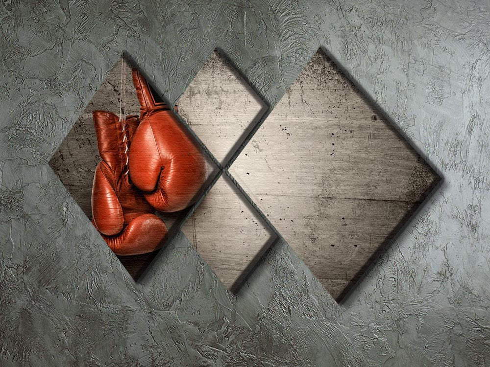 Boxing gloves hanging on concrete 4 Square Multi Panel Canvas