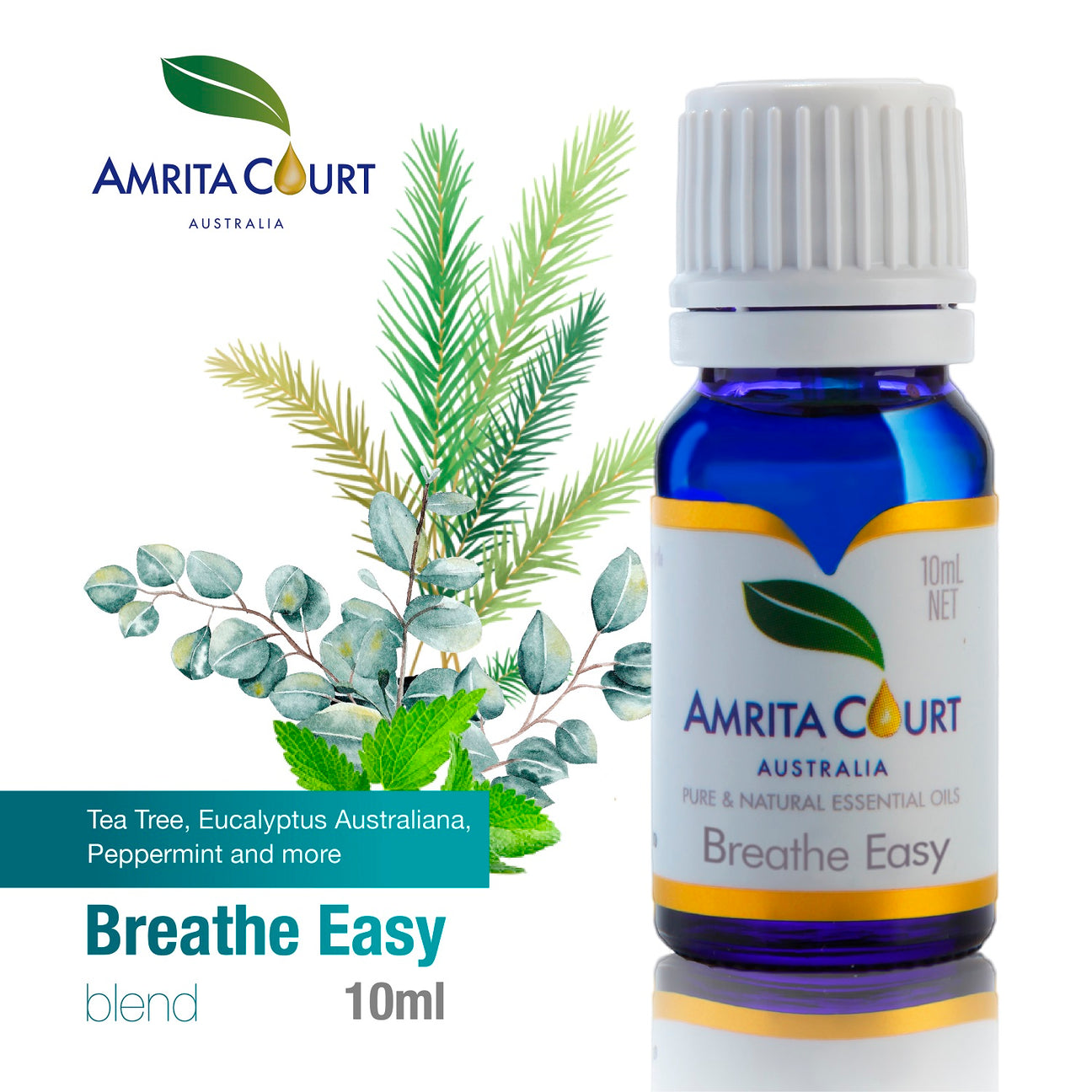 Amrita Court Pure and Essential Oil Blend Breathe Easy 10ml