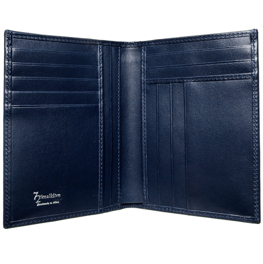 8 Credit Card Pocket Buffed Leather Billfold Blue