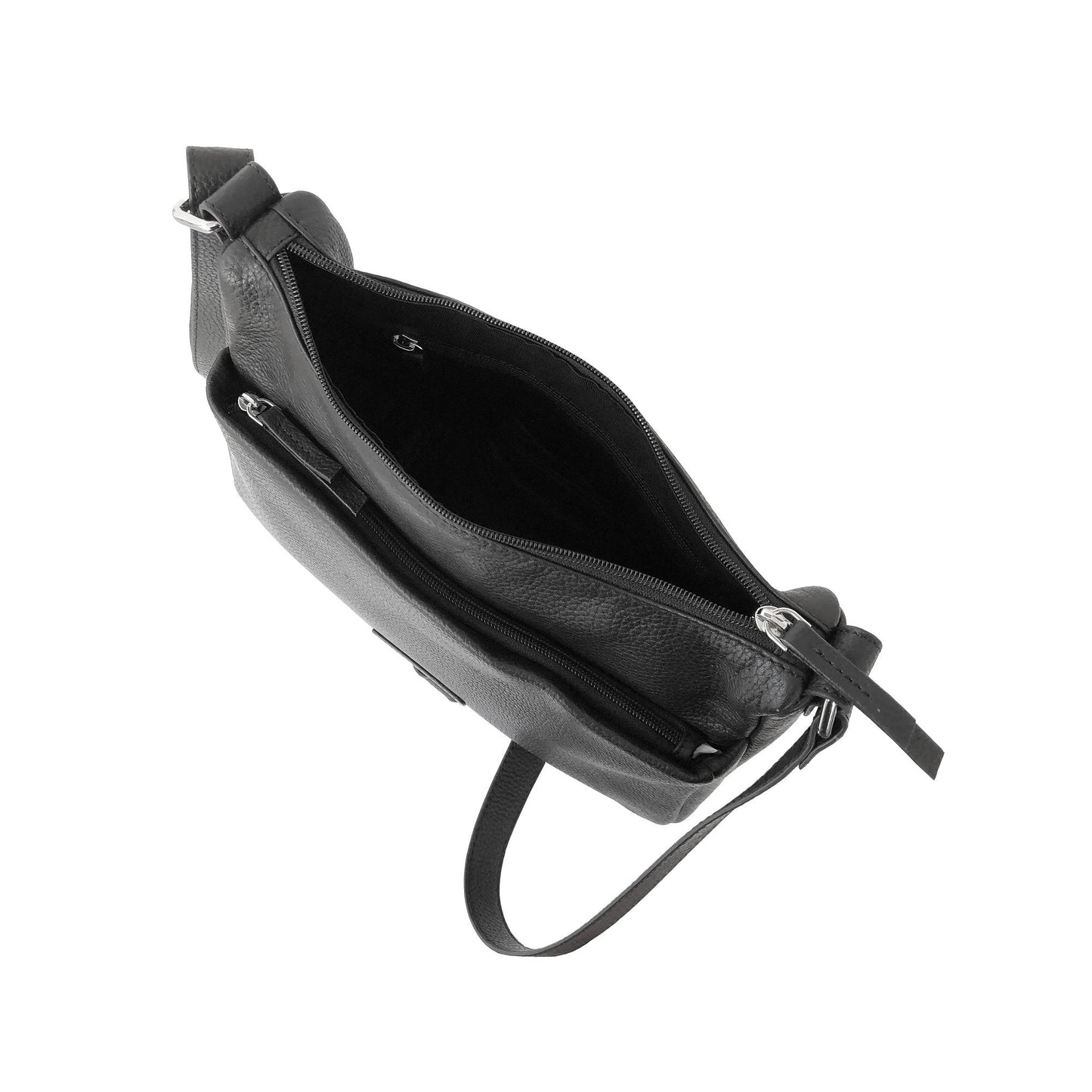 Ladies Leather Medium Multi Zip Crossbody Bag