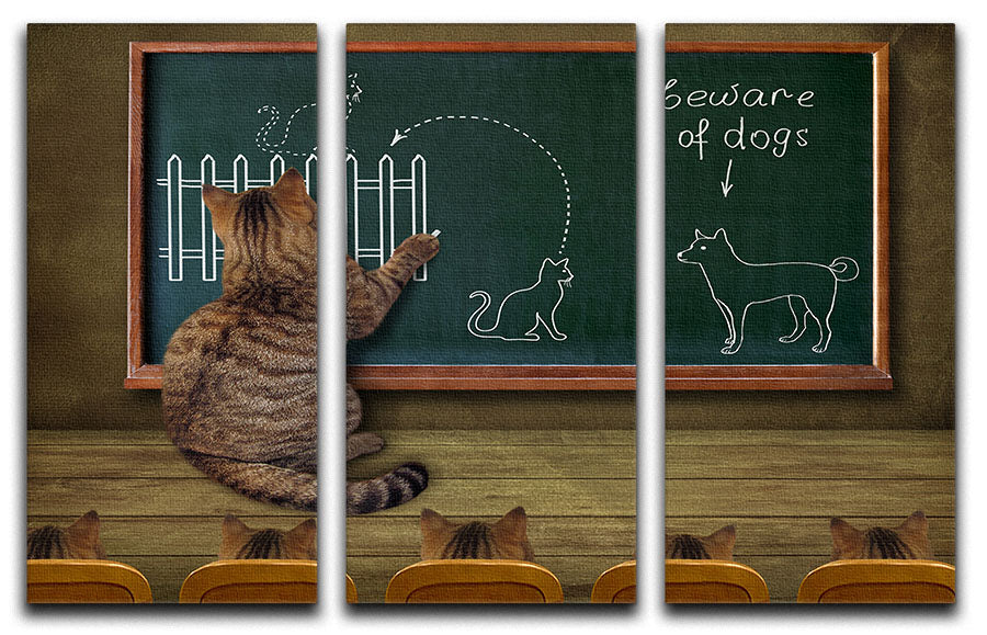 Cat teacher and his pupils 3 Split Panel Canvas Print