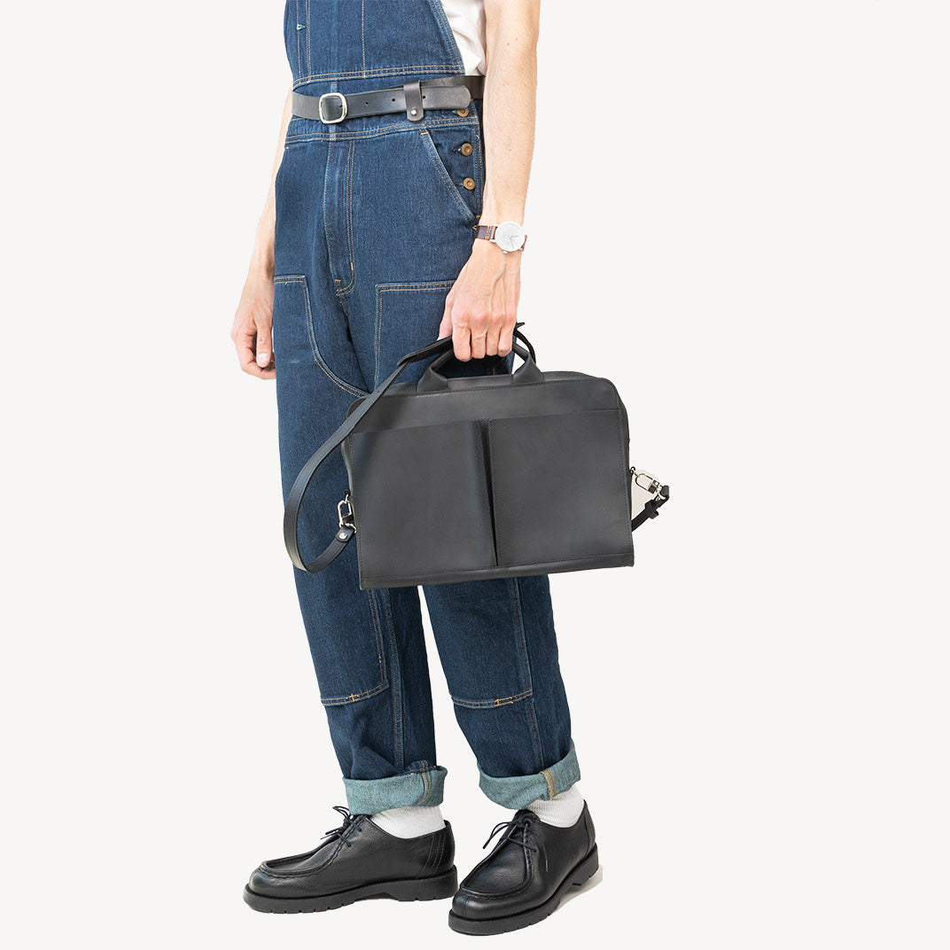 Leather Laptop Bag (Black)