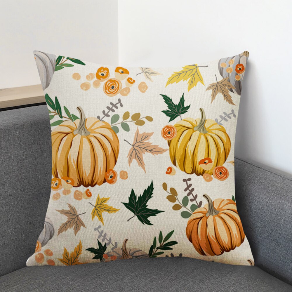 DIDIHOU 45x45CM Soft Linen Pillow Case Happy Fall