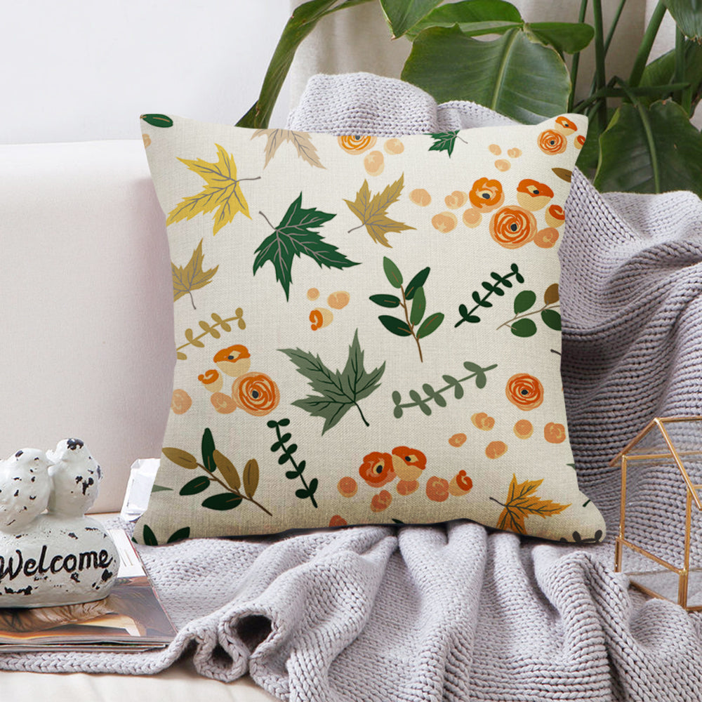 DIDIHOU 45x45CM Soft Linen Pillow Case Happy Fall
