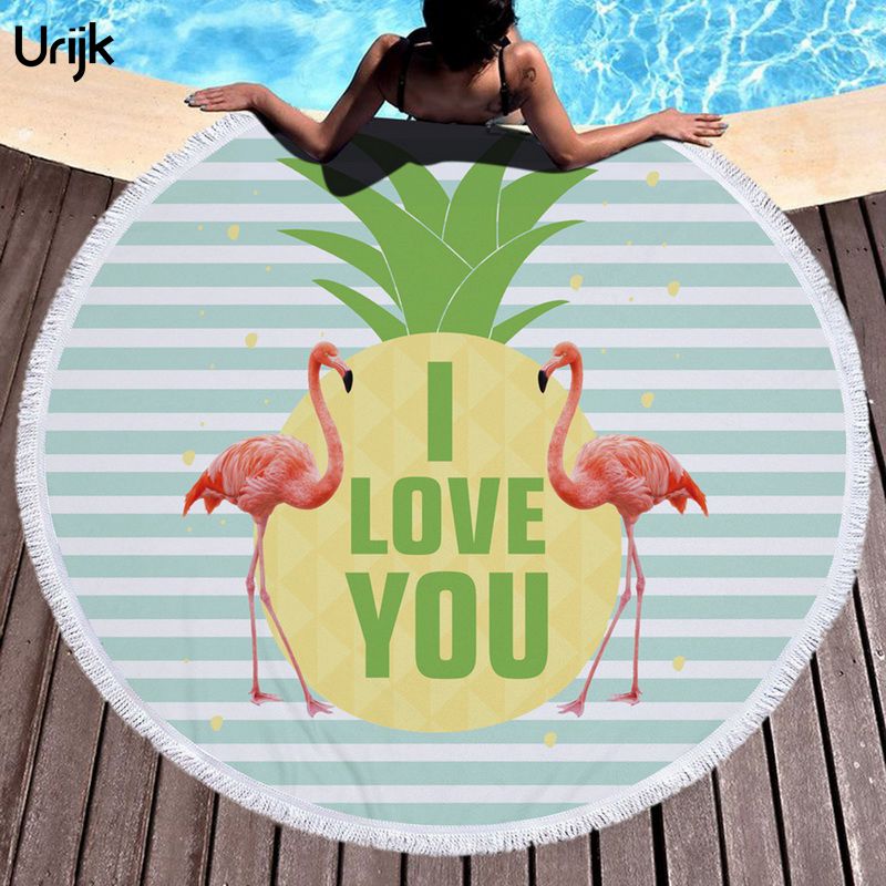 DIDIHOU Cute Print Flamingo Microfiber Large Round