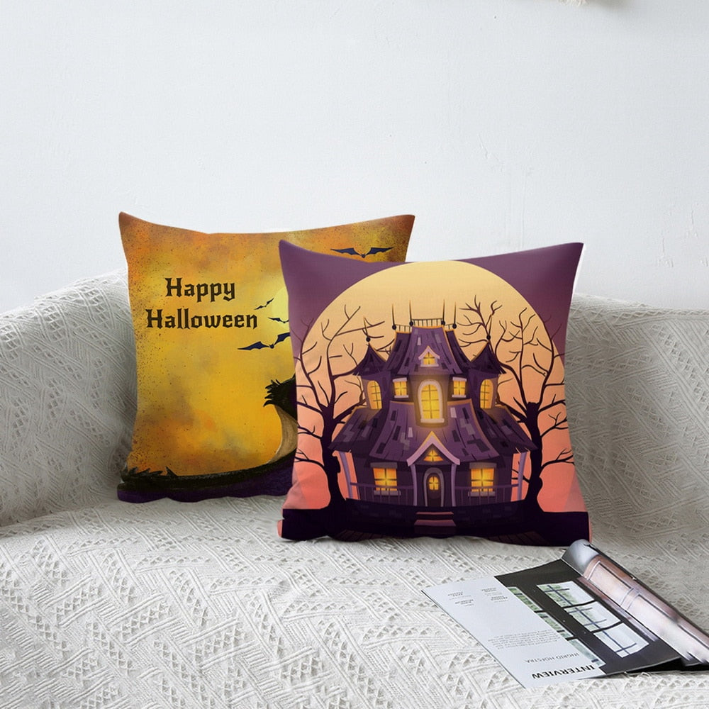 DIDIHOU Pumpkin Castle Spider Cushion Cover