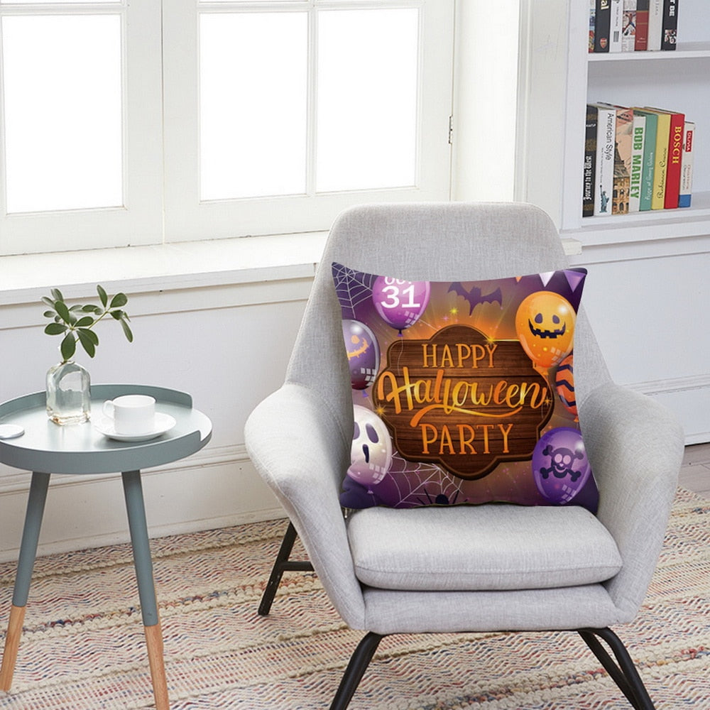DIDIHOU Pumpkin Castle Spider Cushion Cover