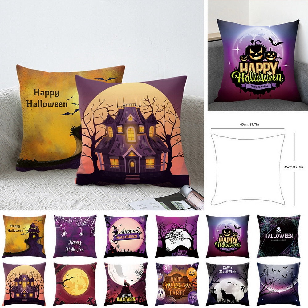 DIDIHOU Pumpkin Castle Spider Cushion Cover